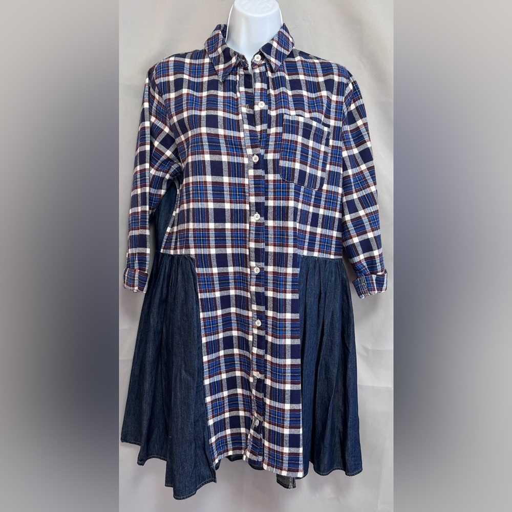 Clu‎ Too Plaid and Dark Wash Dress Size Medium Women’s